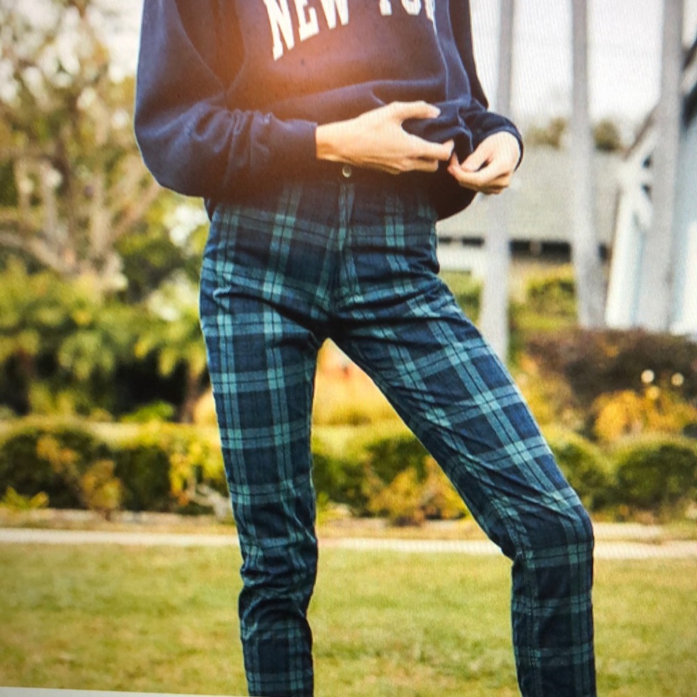 J Crew black tartan crop pants